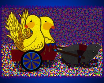 Enten auf einem Wagen-Mosaik