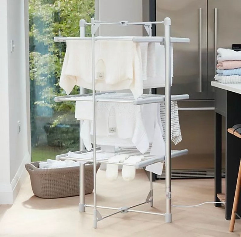Novostyl Electric Clothes Airer Dryer Heated Indoor Horse Portable Foldable Rack 3 Tier 24 Rails