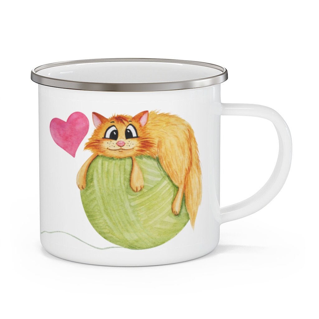 Cat chasing ball of yarn Mug for Kids travel Mug Birthday Etsy