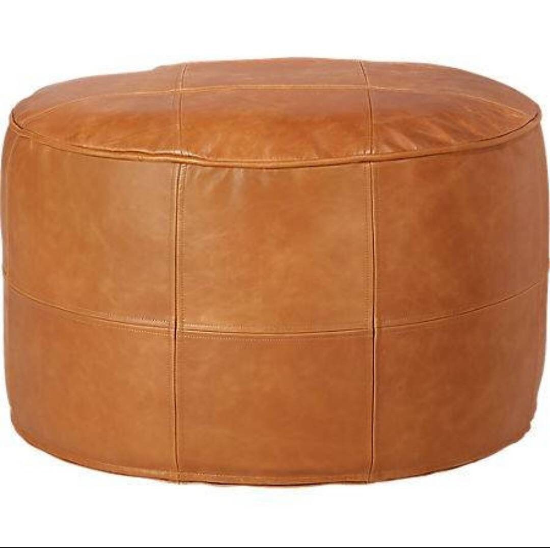 Moroccan Round Leather Pouf Unstuffed Pouf Round Leather Etsy