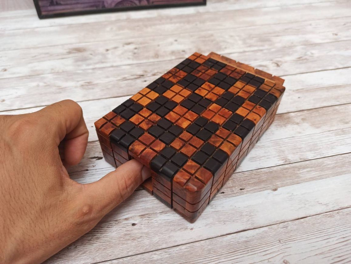 Moroccan Gift Puzzle Box Wooden Puzzle Box for Storage Etsy