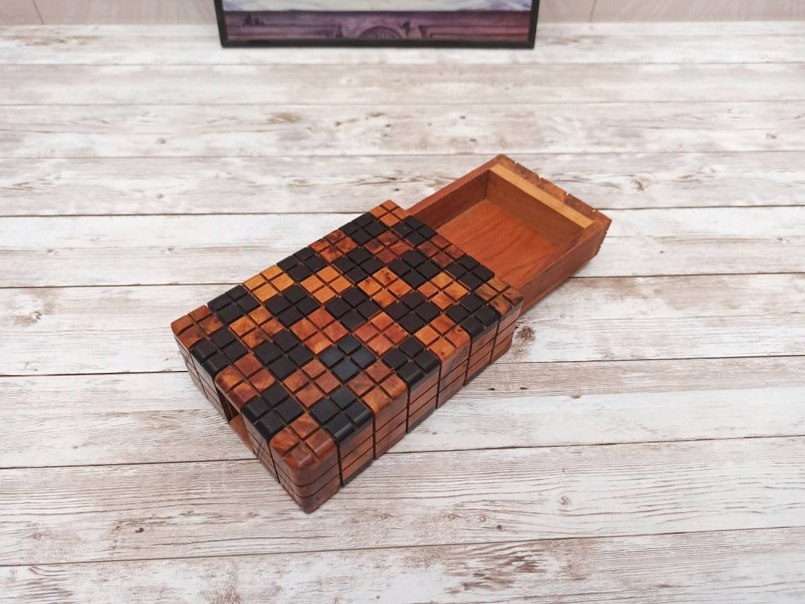 Moroccan Gift Puzzle Box Wooden Puzzle Box for Storage Etsy