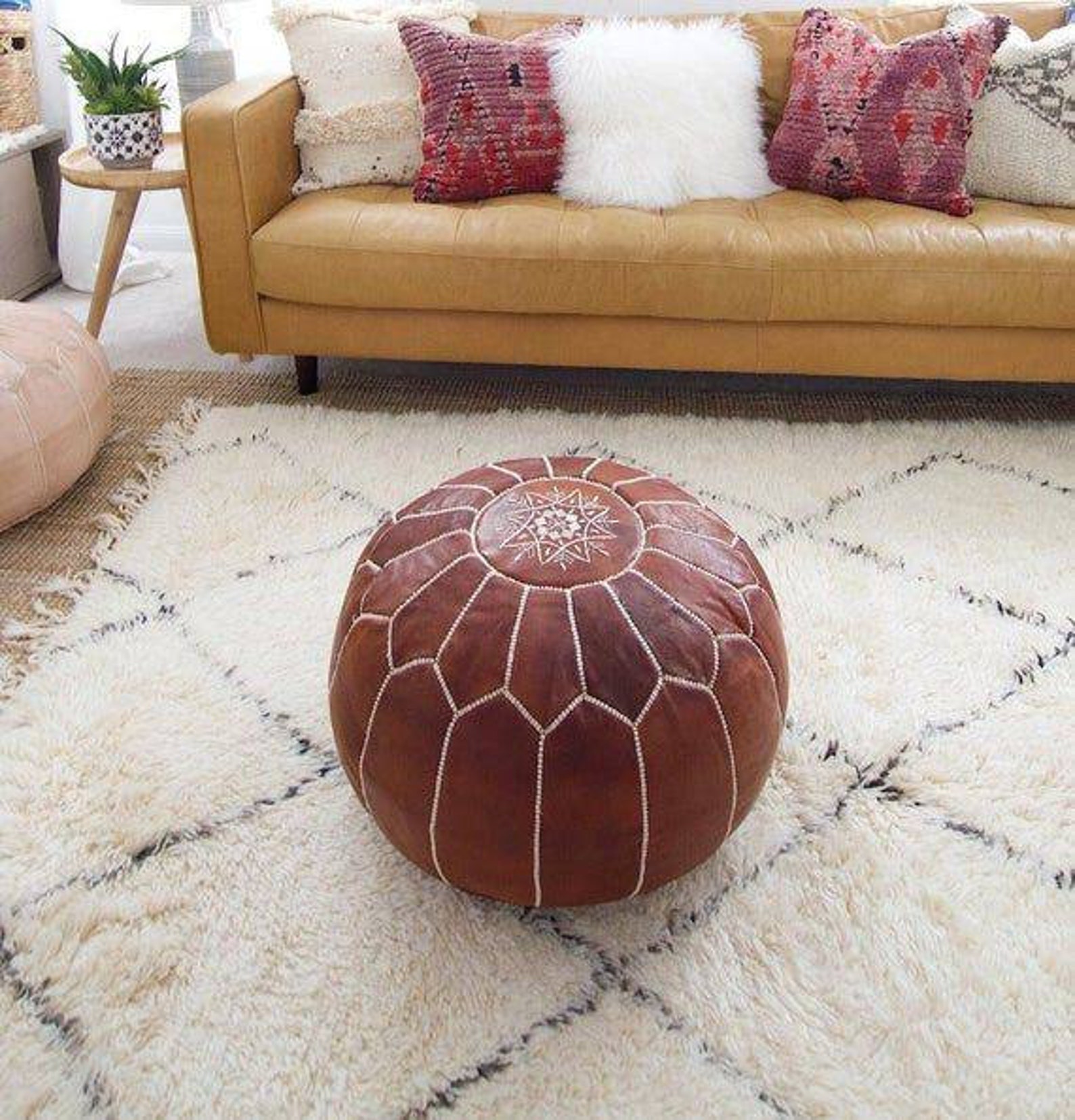 Incroyable pouf marocain couleur brune Pouf staffed Etsy