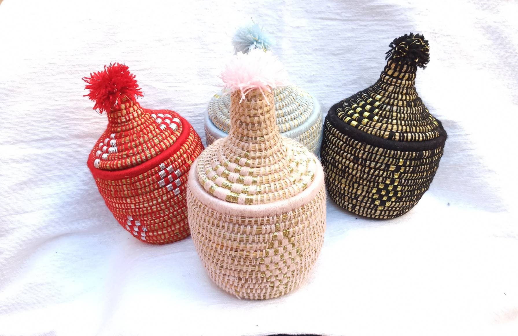 Moroccan Straw Basket With Lid Bohemian Storage Basket Etsy UK
