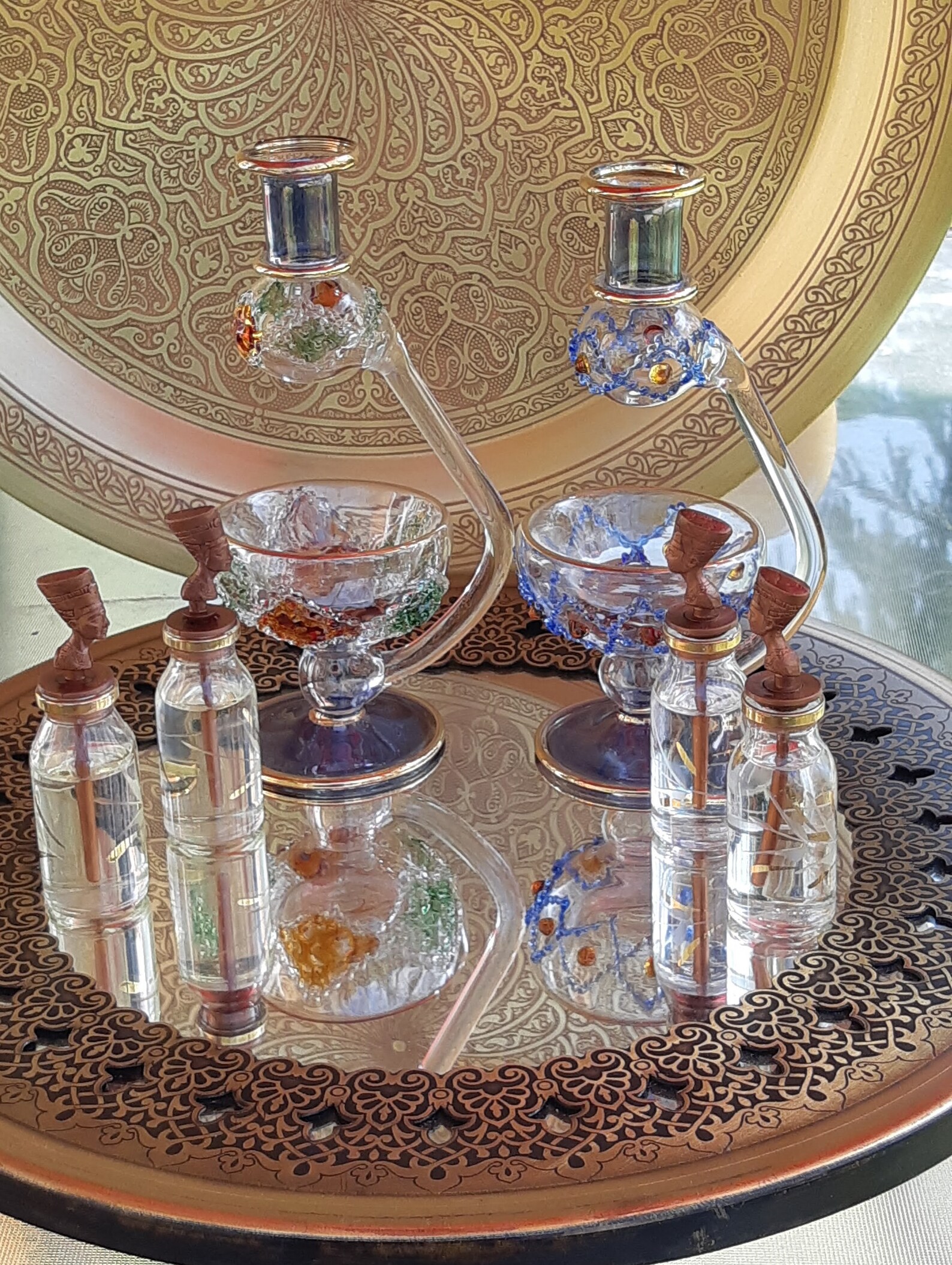 Egyptian Hand Blown Glass Oil Burner Decorative by 14k Gold Etsy