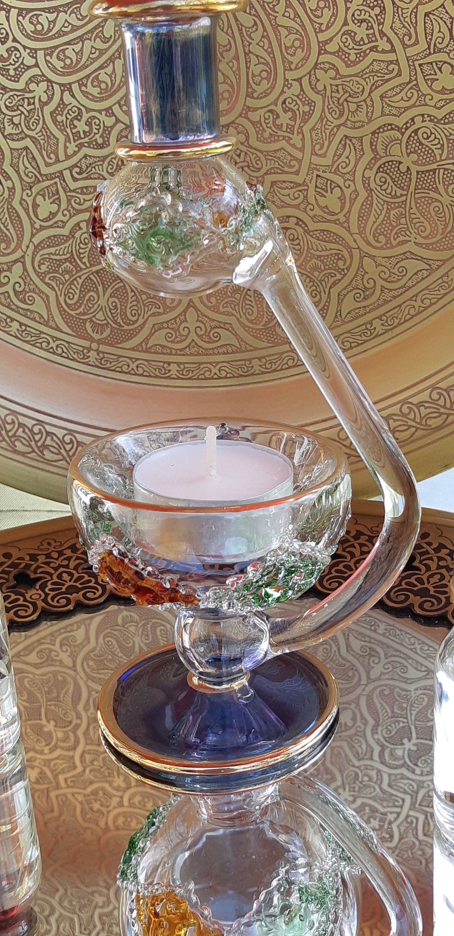 Egyptian Hand Blown Glass Oil Burner Decorative by 14k Gold Etsy