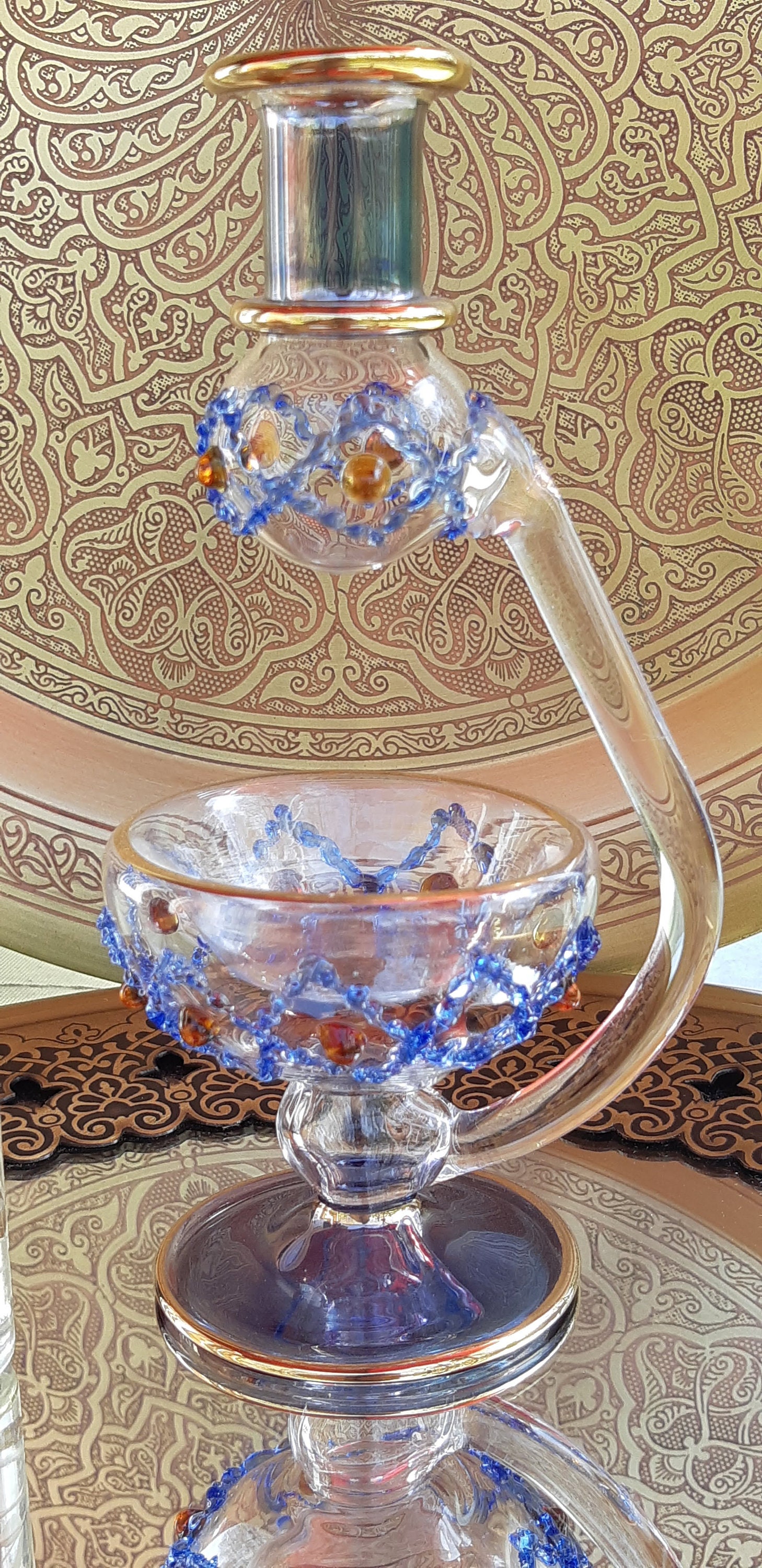 Egyptian Hand Blown Glass Oil Burner Decorative by 14k Gold Etsy