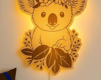 Laserdatei - Schlummerlicht Wandlampe Koala  - Lampe lamp SVG cuting file Laser cut file Babygeschenk Kinderzimmer Lampe