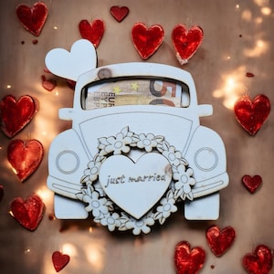Bruiloft auto geld cadeau lasercut bestand snijden bestand laserbestand cadeau