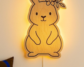Laserdatei - Schlummerlicht Wandlampe Hase  - Lampe lamp SVG cuting file Laser cut file Babygeschenk Kinderzimmer