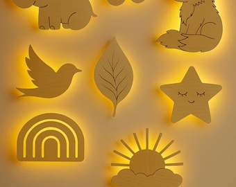 Laserdatei 8x Schlummerlicht- Wandlampe Kinderzimmer Lampe lamp SVG cuting file Laser cut file babygeschenk