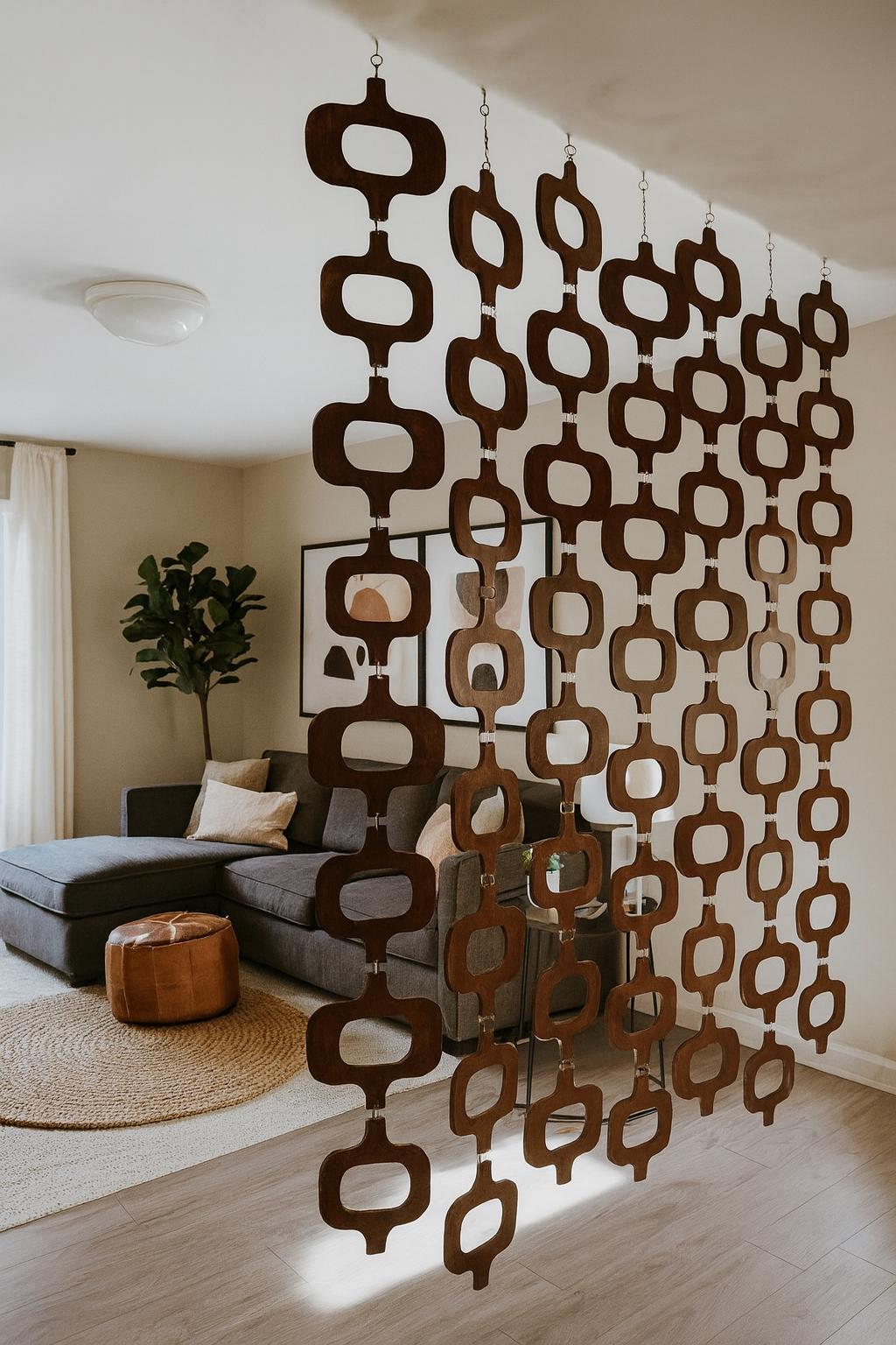 Laser File Retro Room Divider Mid Century Screen Curtain Vintage