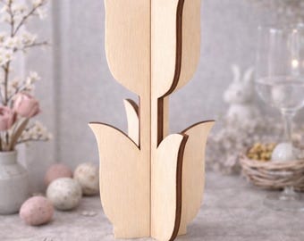 SVG Easter 3D Tulip Flower Stand Flowers Tulips Set Laser Cut Laser Cut