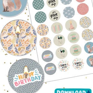 Tealight message Birthday PDF template for printing