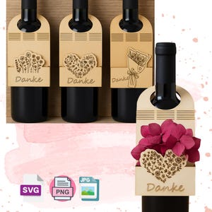Laser file bottle tag thank you set bundle gift bottle money gift basket SVG