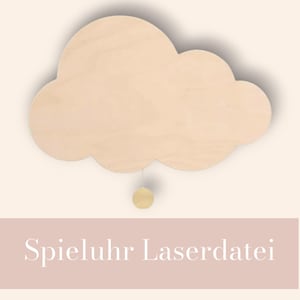 Carillon con file laser tagliato a laser, legno nuvola, regalo per bambini, regalo di nascita