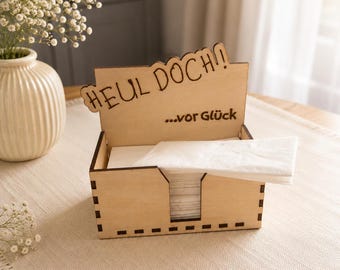 Laser-cut tissue holder, wedding gift dispenser, SVG laser cut