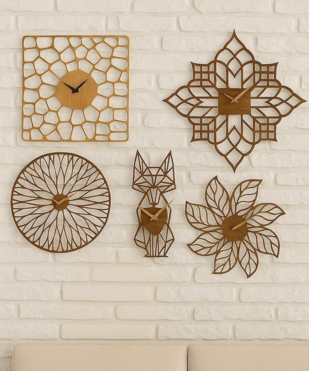 Clock Wall Clock SVG Set Bundle Design Boho Vintage Lasercut Laser File ...