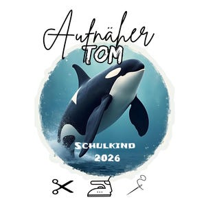 Orca-patch, orka, verjaardagsshirt, eerste schooldag, schoolkegel