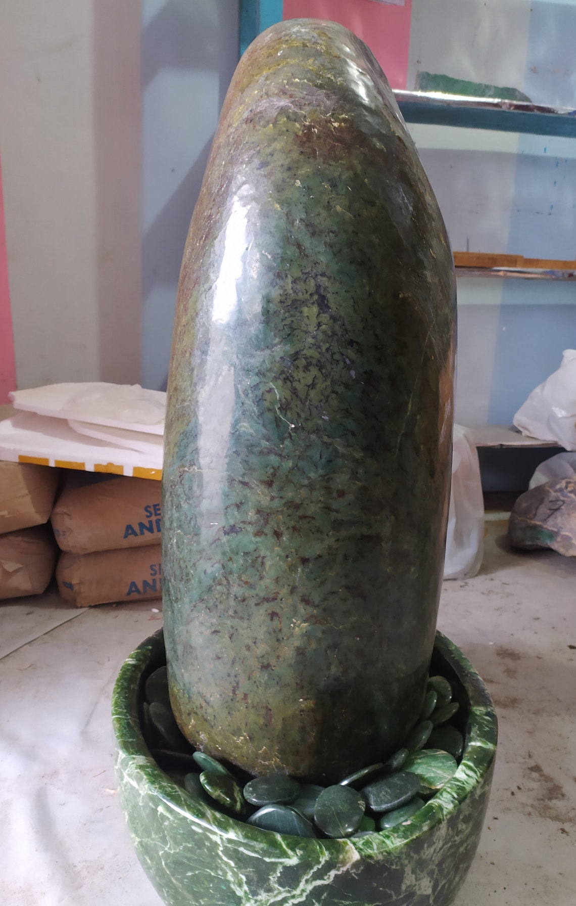 Art stone fountain Jade fountain Natural Indonesian Jade Etsy