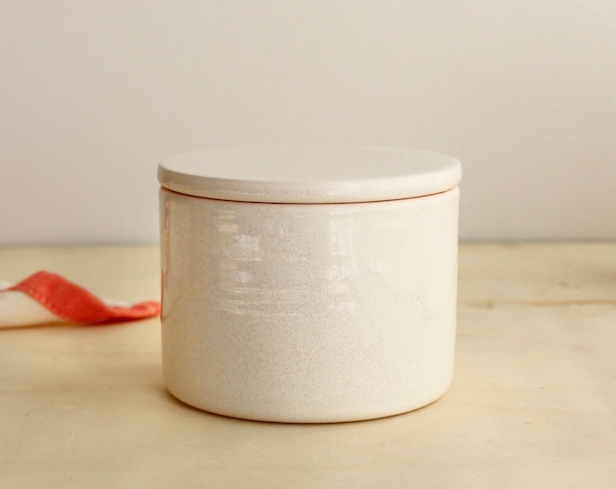 Ceramic French Butter Dish with Lid: Speckled Stoneware Butter Keeper