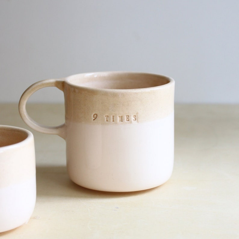 Hand-thrown ceramic personalized mug set for new home
