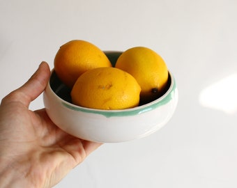 Handmade Ceramic Bowl, Green Watercolor Effect, Fruit Pottery Bowl, MADE ORDER