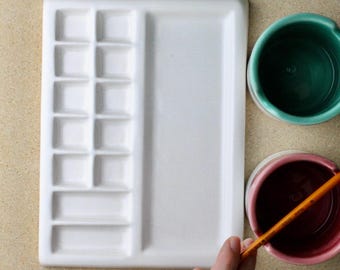 Handmade Ceramic Watercolor Palette: Pottery Art Supplies