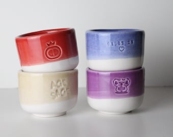Engraved Pottery Espresso Cup: Custom Logo Wedding Favor - Bulk Order