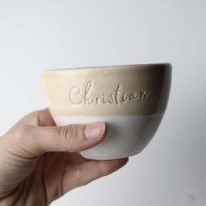 Handwriting Style / Custom Engraved Cup - Personalized Ceramic Cup 7oz - Pottery Name Tumbler - Customized Pottery Gift