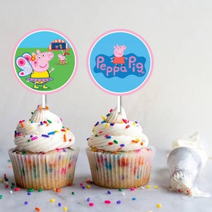 Printable Peppa Pig Cupcake Toppers: Cupcake Picks, Stickers - Etsy