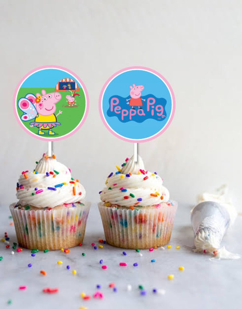 Printable Peppa Pig Cupcake Toppers: Cupcake Picks, Stickers - Etsy