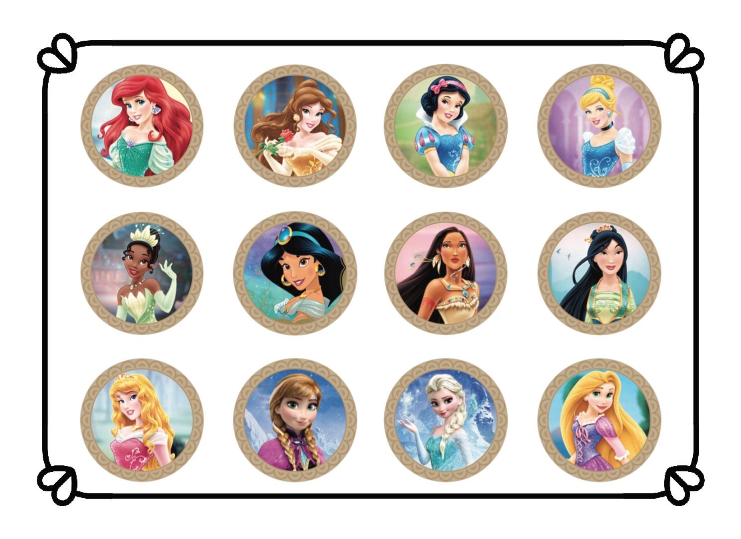 Printable Princess Cupcake Toppers Princess, Cupcake Toppers,digital