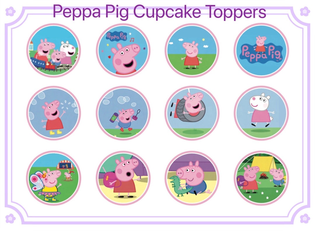 Printable Peppa Pig Cupcake Toppers Cupcake Picks, Stickers Etsy