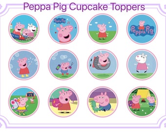 Printable Peppa Pig Cupcake Toppers: Cupcake picks, stickers