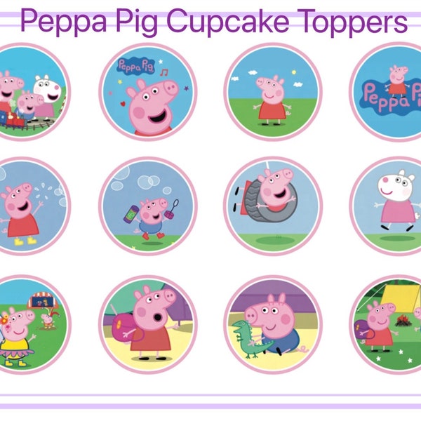 Printable Peppa Pig Cupcake Toppers: Cupcake picks, stickers