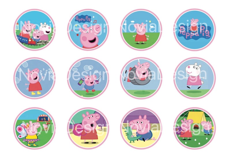 Printable Peppa Pig Cupcake Toppers Cupcake Picks, Stickers Etsy