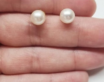 9K Yellow Gold Pearl Earrings, Pearl Jewellery