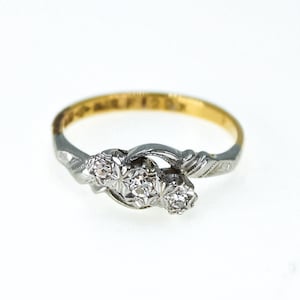 Vintage 18k Gelbgold Ring mit Diamanten Trilogy Ring GR.M BHS