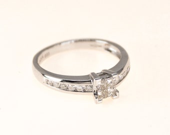 Princess cut Diamond Engagement ring Channel set Shoulders White Gold 0.33ct Diamonds UK size K1/2 BHS London