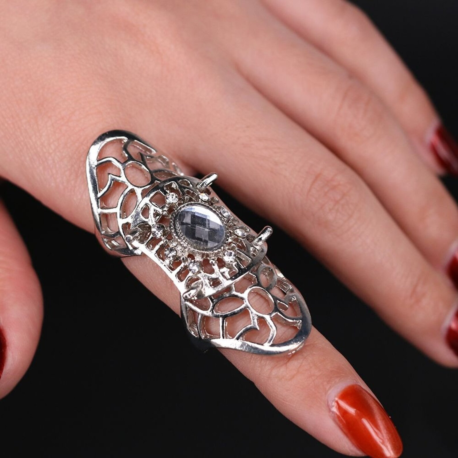Full Finger Claw Rings, Scroll Joint Crystal Ring, Women /men Fashion ...