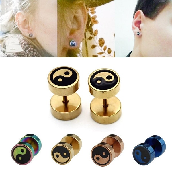MATTE MAISA 12 Pairs Stainless Steel Fake Gauge Earrings For Men 18G