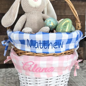 Personalized Wicker Easter Basket, mbroidered Easter Basket, Custom Kids Easter,Customized Basket, Boy&#39;s Easter Basket, Girl&#39;s Easter Basket