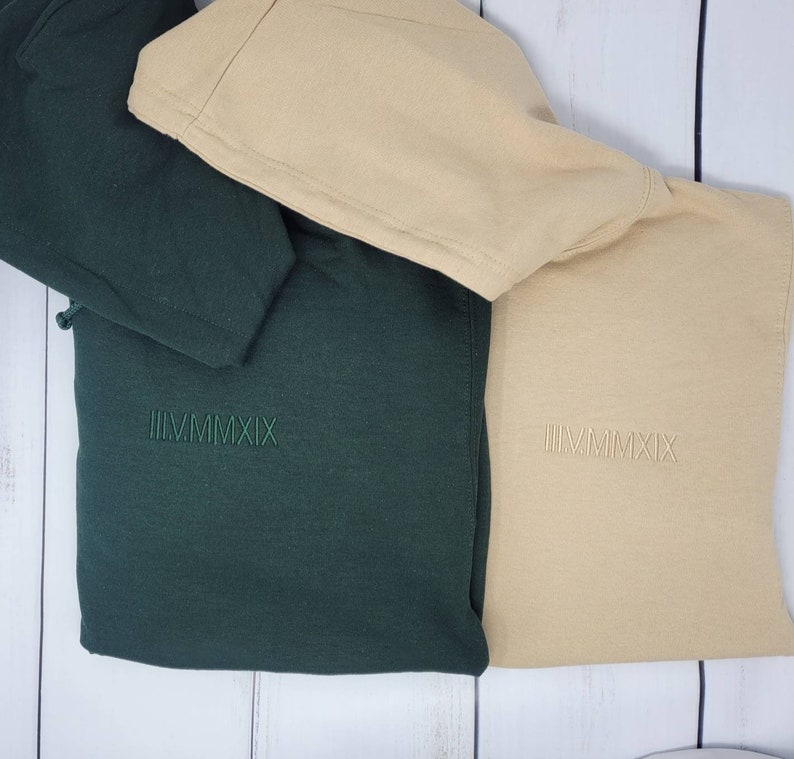 Anniversary Date Hoodie Hoodie Custom Embroidered Roman Etsy