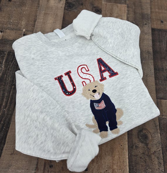 Dog Embroidered Sweatshirt, 4th of July Dog Shirt, Patriotic Dog