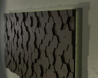 Honeycomb Wall Decor – 3D Carved Wood Panel (STL File)