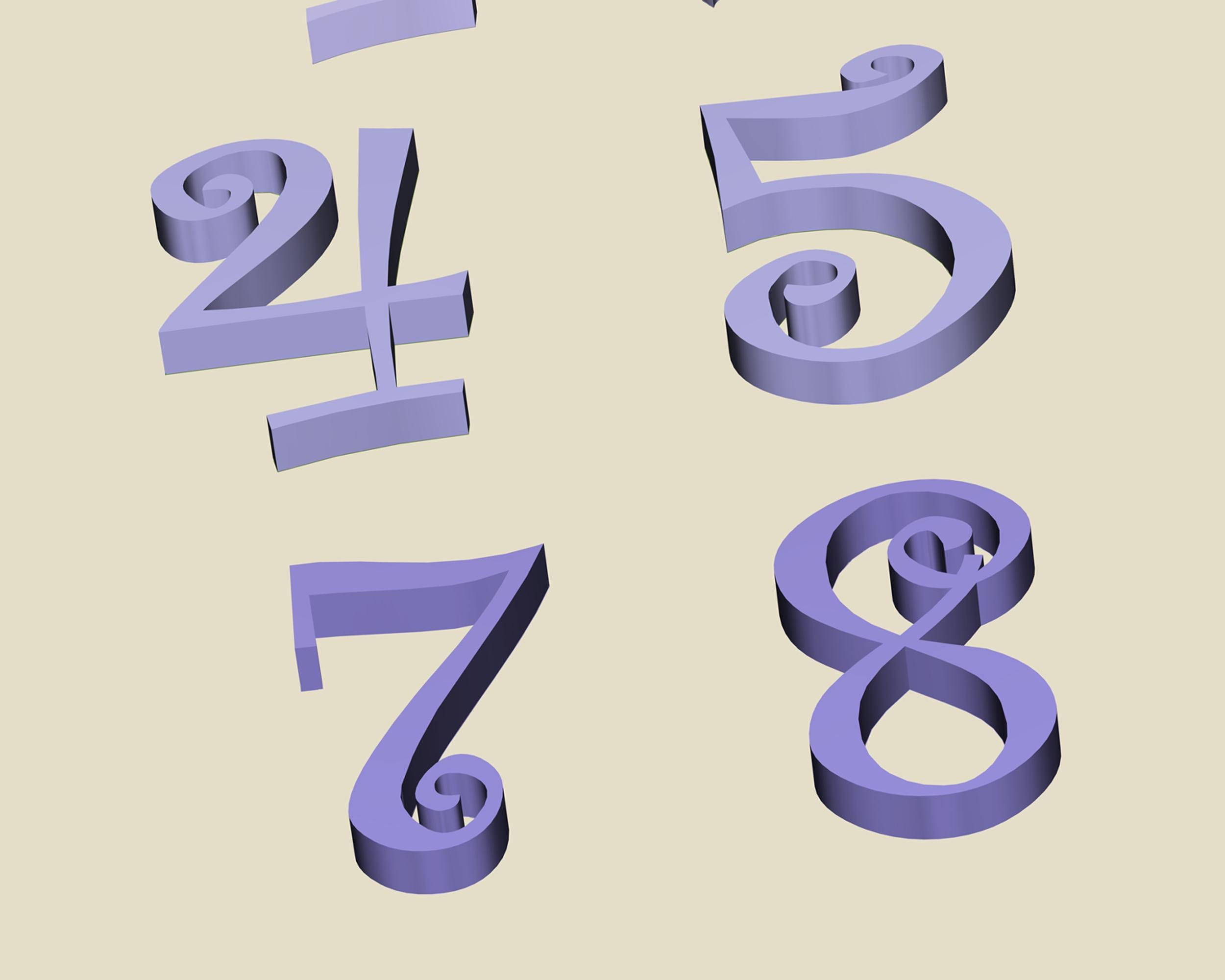 Numbers Whimsy Font 3D Printable Numbers Set - Whimsical Designs Inspired by Curlz MT Font ...