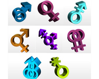 Gender Symbol Straw Topper STL Files – 3D Printing Set (Digital Download)