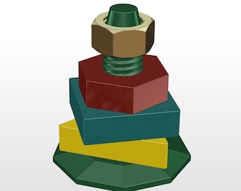 3D Printed Montessori Toy STL File – Pyramid Stacking Toy