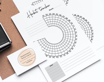 Circle Habit Tracker Printables PDF | Monthly Weekly Circular Habit Tracker | Habit Log | Simple Habit Planner | Bullet Journal inserts